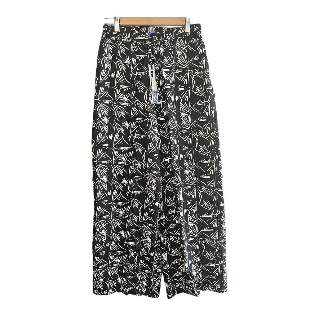 LHD 100% Silk Pants Trousers •Women S• Straight Leg Pull On Black Palazzo NWT